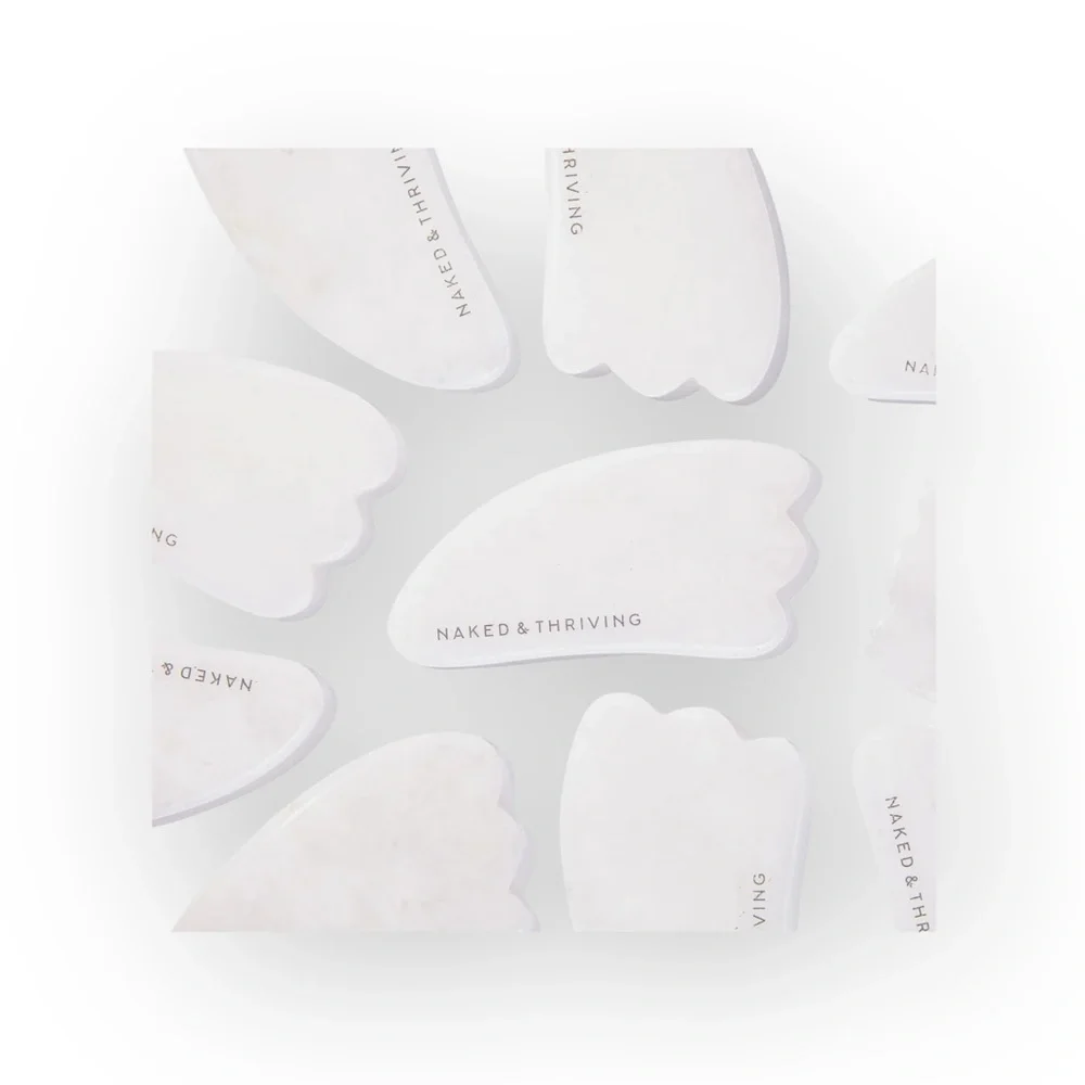 new Naked & Thriving 𒀭Jade Gua Sha Sculpting Tool 𒀭 White 𒀭Anti Aging Ritual Spa